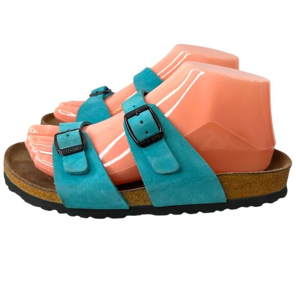 BIRKENSTOCK Arizona Turquoise Suede Leather Sandals Women’s Size EU 38 US 7–7.5 - Picture 1 of 11
